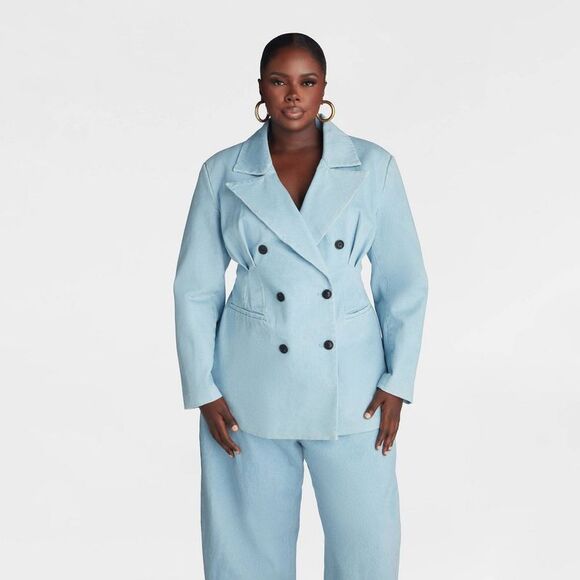 KBB by Kahlana Jackets & Blazers - KBB by Kahlana -  Women's 'The Corset Denim Blazer' - Medium Wash